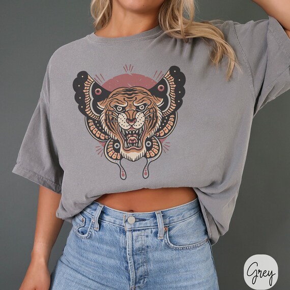 Vintage Panther Tattoo T-Shirt: Rocker Style Tee
