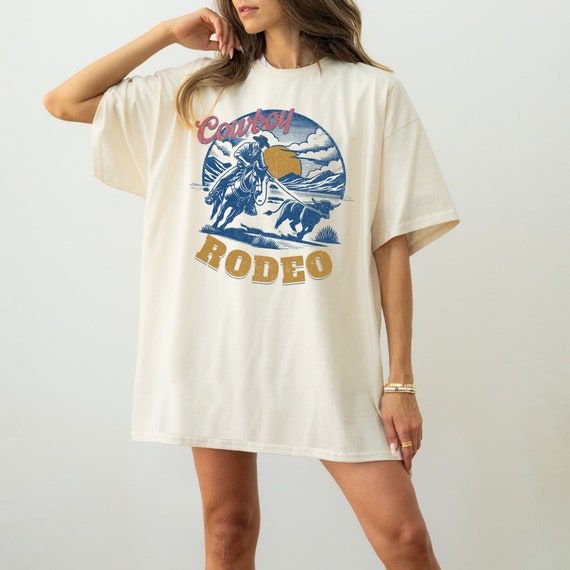 Retro Cowboy Rodeo T-Shirt: Boho Western Oversized Comfort Colors Tee