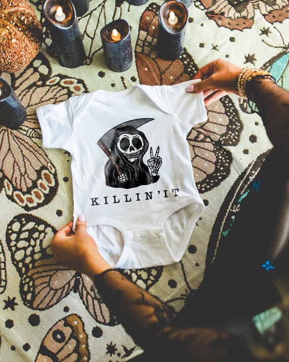 Grim Reaper Kids Shirt: Vintage Halloween Tee, Goth Snarky Gift