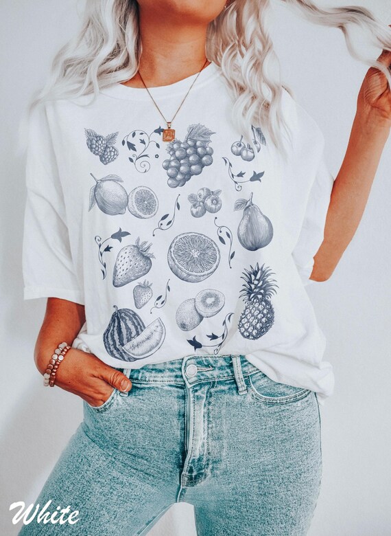 Vintage Fruit Tattoo T-Shirt: Retro 90s Y2K Graphic Tee
