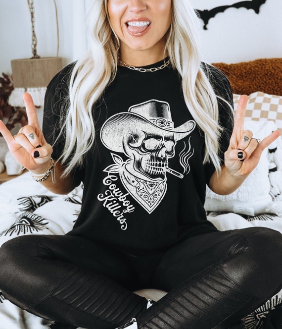 Vintage Rodeo Graphic T-Shirt: Cowboy Skull Oversized Tee