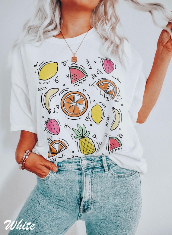 90s Fruit Tattoo T-Shirt: Retro Y2k Graphic Top