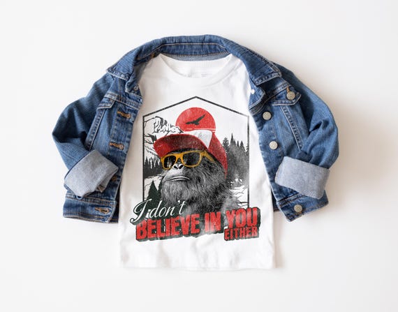 Retro Bigfoot Forest Nature Shirt - 90s Sasquatch Cryptozoology Cute Cryptids Outfit - Natural Boho Adult, Toddler & Youth Tee