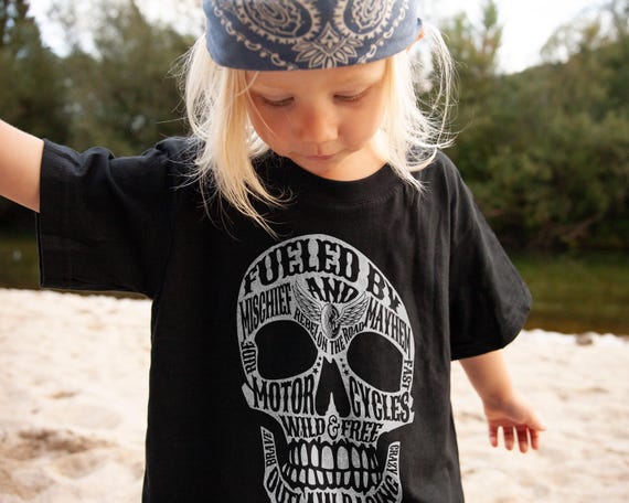 Skull Toddler Shirt: Edgy Boys Tee, Natural Kids Fashion