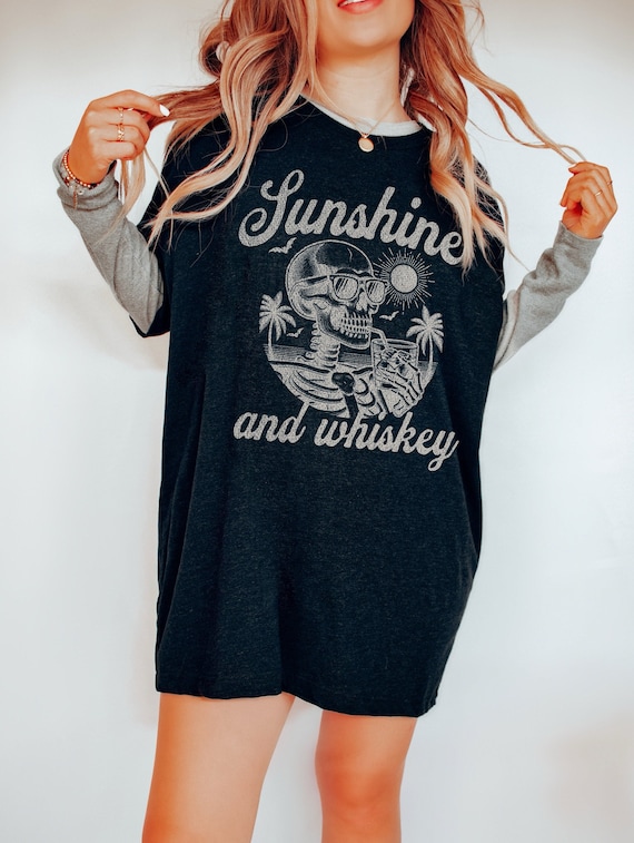 Sunshine and Whiskey Skeleton T-Shirt: Bourbon Lover Gift