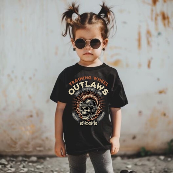 Toddler "Training Wheel Outlaws" Graphic Tee: Vintage Retro Kids Shirt