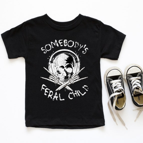Feral Child Tee: Punk Rock Skull Graphic, Youth & Toddler Sizes
