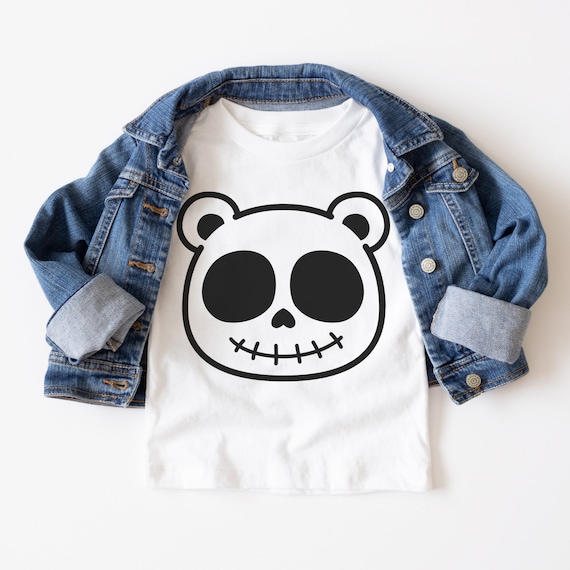 Skull Teddy Bear Toddler Tee: Emo Punk Grunge Kids Shirt