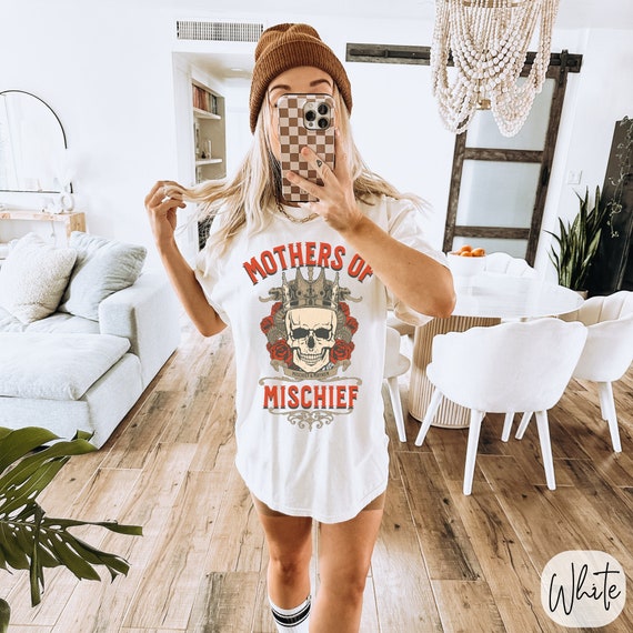 Mothers of Mischief Graphic Tee - Trendy Oversized Comfort Colors Mom Shirt