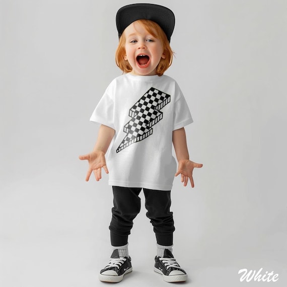 Toddler T-Shirt: Checkered Lightning Bolt, Retro Rocker Tee