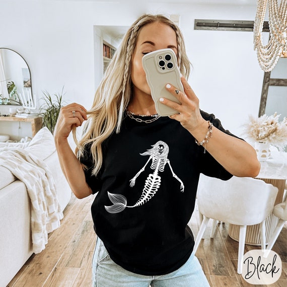 Skeleton Mermaid T-Shirt: Vintage Grunge Punk Rocker Tee
