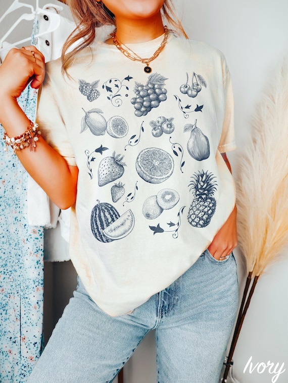 Vintage Fruit Tattoo T-Shirt: Retro 90s Y2K Graphic Tee