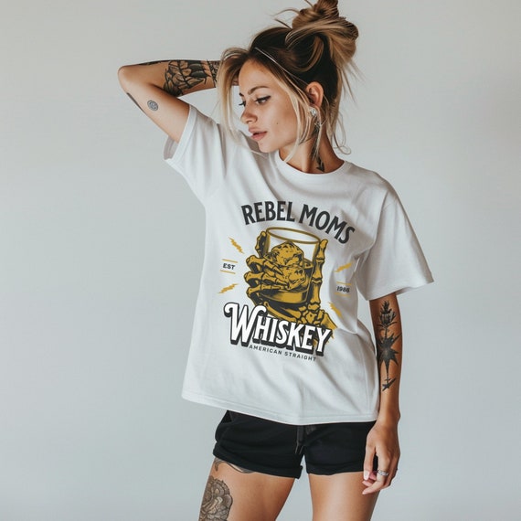 Whiskey Tshirt Bourbon Shirts for Women Rebel Moms One Hell of a Mother T shirt Oversized Vintage Retro Trendy Tees for Women Etsy