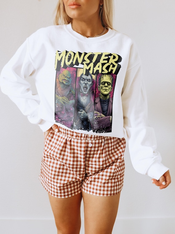 Retro Halloween Monster Mash Sweatshirt, Halloween Aesthetic, Vintage Halloween Sweatshirt, Graphic Monster Sweatshirt, Fall Oversized Shirt