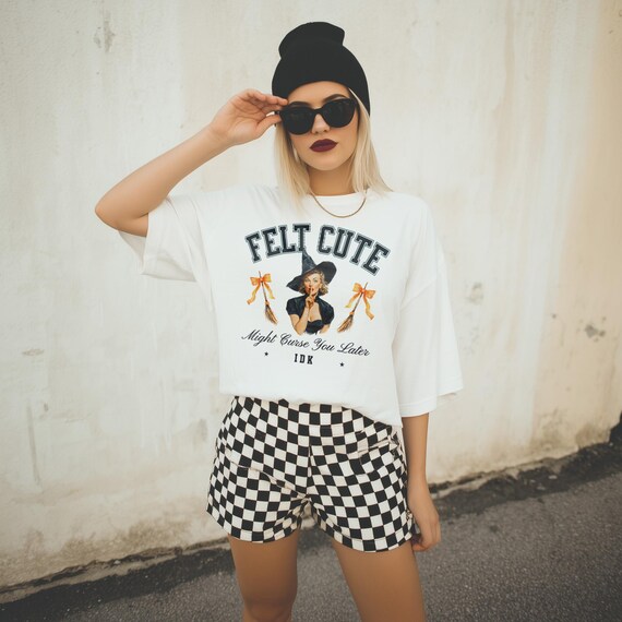 Vintage Felt Cute Might Curse You Later Comfort Colors Shirt, Funny Witch Vintage Shirt, Vintage Halloween Women Shirt, Witchy Vibes Shirt