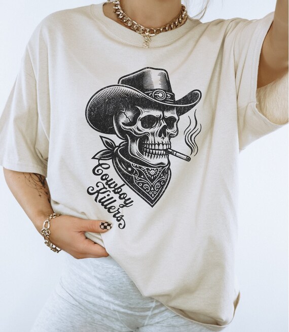 Vintage 90s Rodeo Graphic T-Shirt: Cowboy Skull Oversized Tee