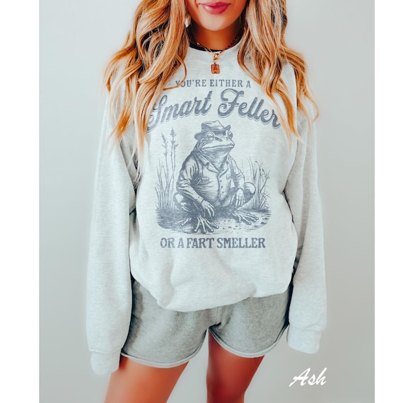 Retro Frog Cartoon Sweatshirt: Smart Feller Meme Tee