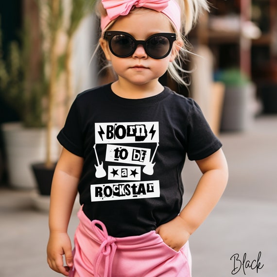 Born to be a Rockstar Toddler T-shirt: Retro Kids Rocker Tee