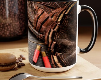 Wild Turkey Mug - Two-Tone Coffee Mugs, 15oz - Gifts for him - Gifts for her - Gifts for hunters - Nature lovers - Coffee Mug - Turkey Mug