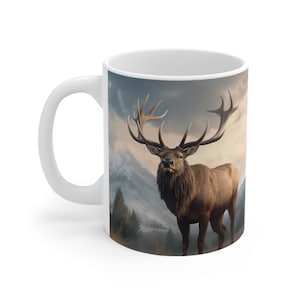 Elk Coffee Mug - White Ceramic Mug - Wildlife Mug - Gifts for him - Gifts for her - Drinkware - Coffee Mug - Outdoors design - Big Game mug