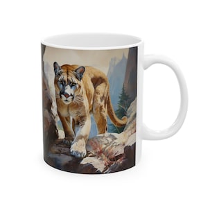 Mountain Lion Coffee Mug | Ceramic Mug 11oz | Nature Lovers gifts | Gifts for him | Gifts for her | Mountain Lion cup | Outdoors Enthusiast