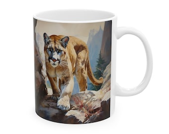 Mountain Lion Coffee Mug | Ceramic Mug 11oz | Nature Lovers gifts | Gifts for him | Gifts for her | Mountain Lion cup | Outdoors Enthusiast
