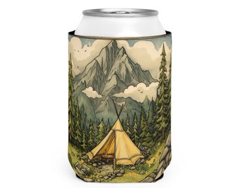 Camping coozie | Mountain coozie | Tent Can Cooler sleeve | Can Cooler Sleeve | Gifts for him | Gifts for her | Gifts for friends