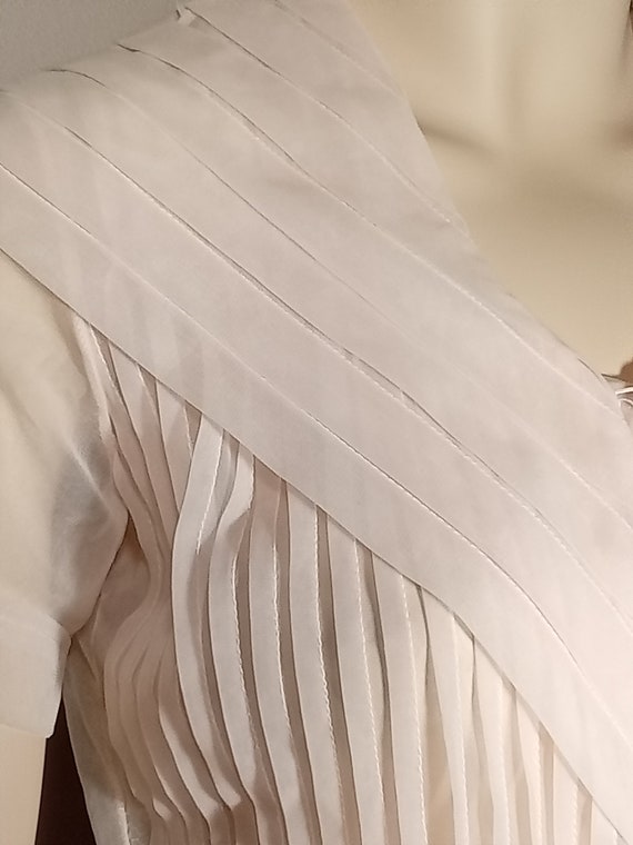 Women's Sheer light pink/blush blouse with pleated fr… Gem