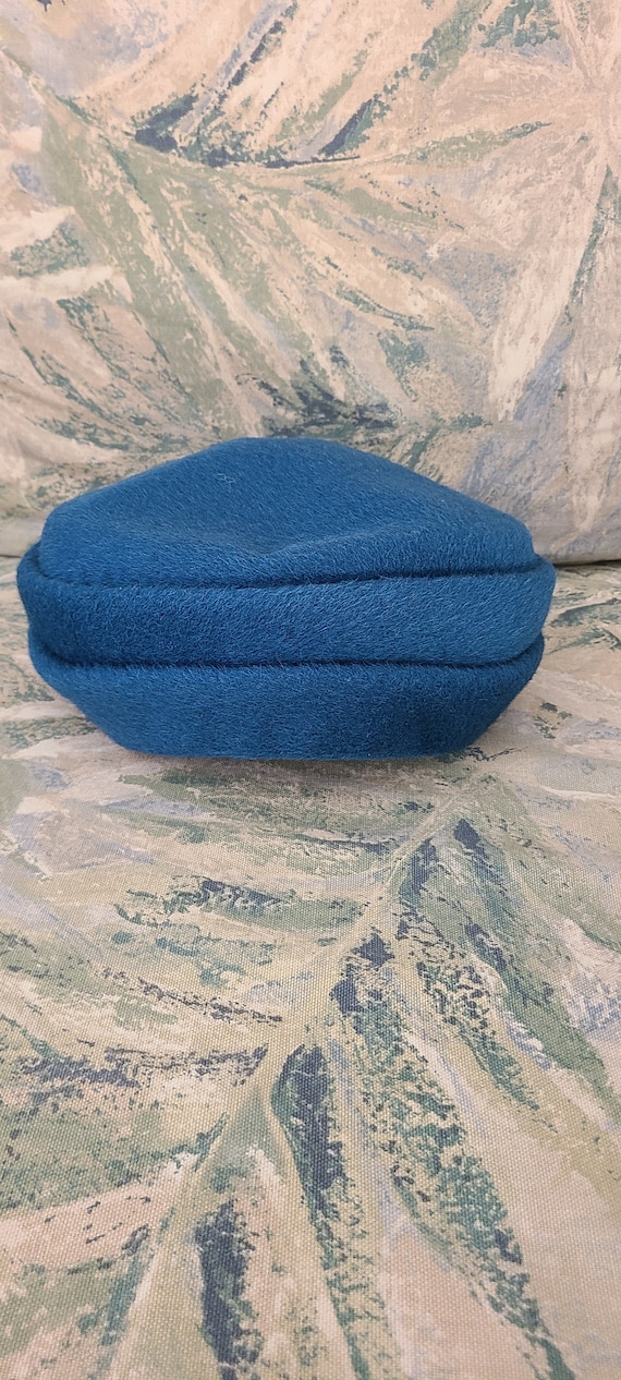 Blue hat 50's, wool felt women's hat, Beret wool f