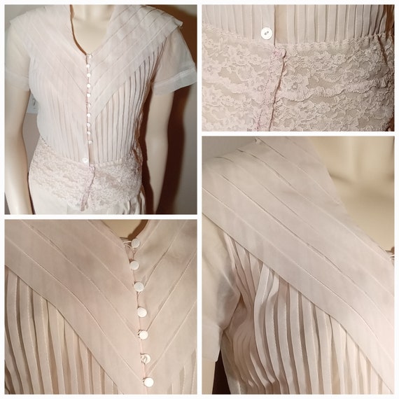 Flounce Sheer Blouse Light Pink Floral