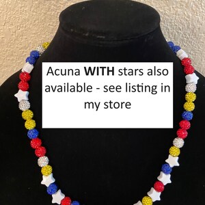 WITH CROSSES Ronald Acuna Jr Beaded Pollyanna Rhinestone Necklace Atlanta Braves New for 2024 CUSTOM colors/patterns also available image 5