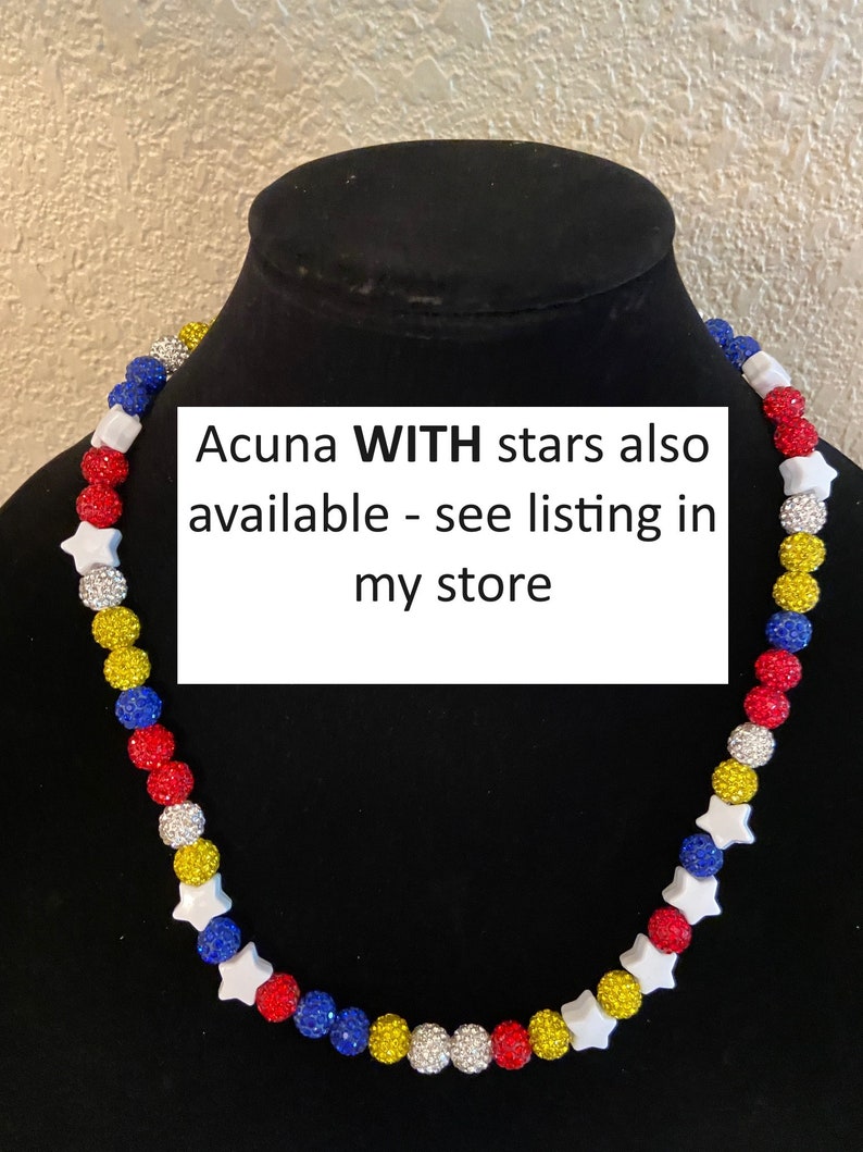 WITH CROSSES Ronald Acuna Jr Beaded Pollyanna Rhinestone Necklace Atlanta Braves New for 2024 CUSTOM colors/patterns also available image 5