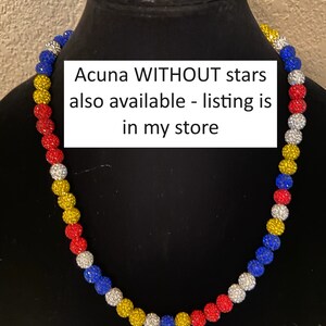 WITH CROSSES Ronald Acuna Jr Beaded Pollyanna Rhinestone Necklace Atlanta Braves New for 2024 CUSTOM colors/patterns also available image 6