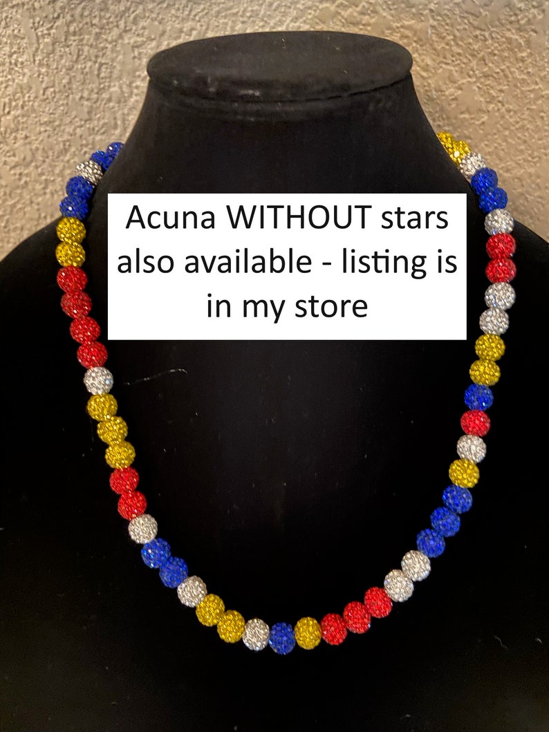 WITH STARS Ronald Acuna Jr Beaded Pollyanna Rhinestone Necklace Atlanta Braves Baseball necklace Custom color/patterns also available image 5