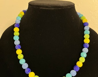 RAINBOW Beaded Pollyanna Rhinestone Necklace | Acuna Harper Franco Alvarado Cabrera Braves Rays Phillies Baseball Pollyanna Necklace