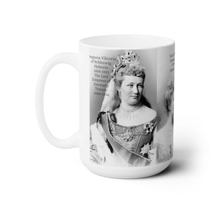 Taza de cerámica de 15 oz de la emperatriz Augusta Victoria y el káiser Guillermo II de Alemania