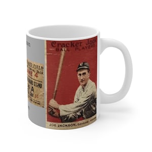 Joe Jackson Baseball Karte Porträt Kaffeetasse 11 Unzen, Black Sox Skandal, World Series Ticket Stub, Vintage Baseball Fan Geschenk, Sport
