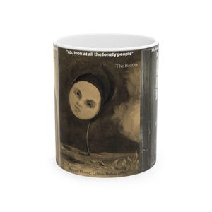 Ceramic Mug, Eleanor Rigby Lonely People Mug, Lewis Hine Drawing, Vintage Style Tea Cup, Coffee Lover Gift