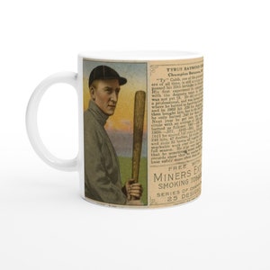 In vendita in tutto il mondo: Tazza in ceramica bianca da 11 once con carta da baseball Ty Cobb 1912