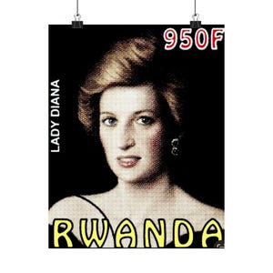 Pósteres verticales mate Póster de sello postal de Ruanda de Lady Diana