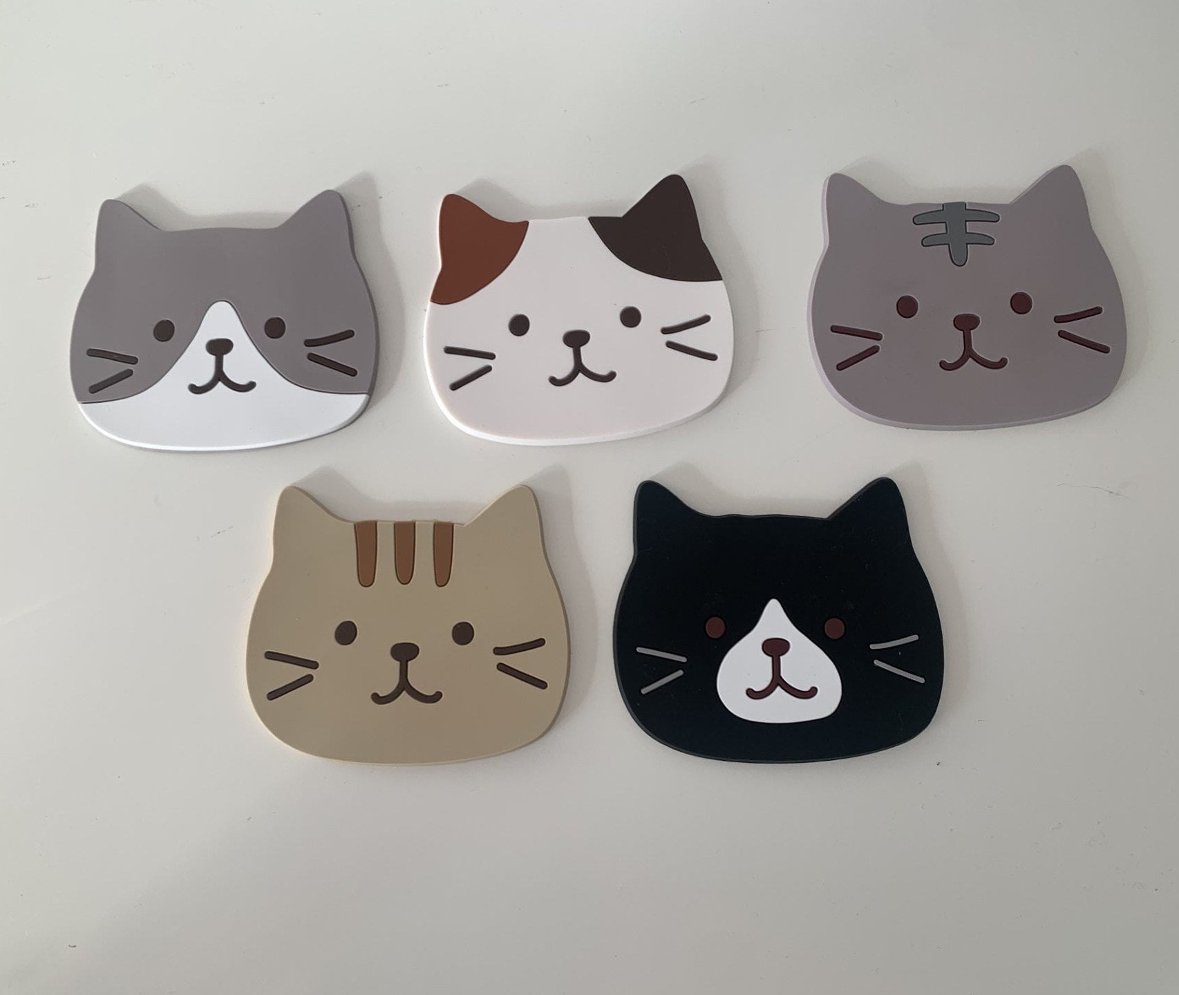 Cute Cartoon Animal Cat Coaster Etsy