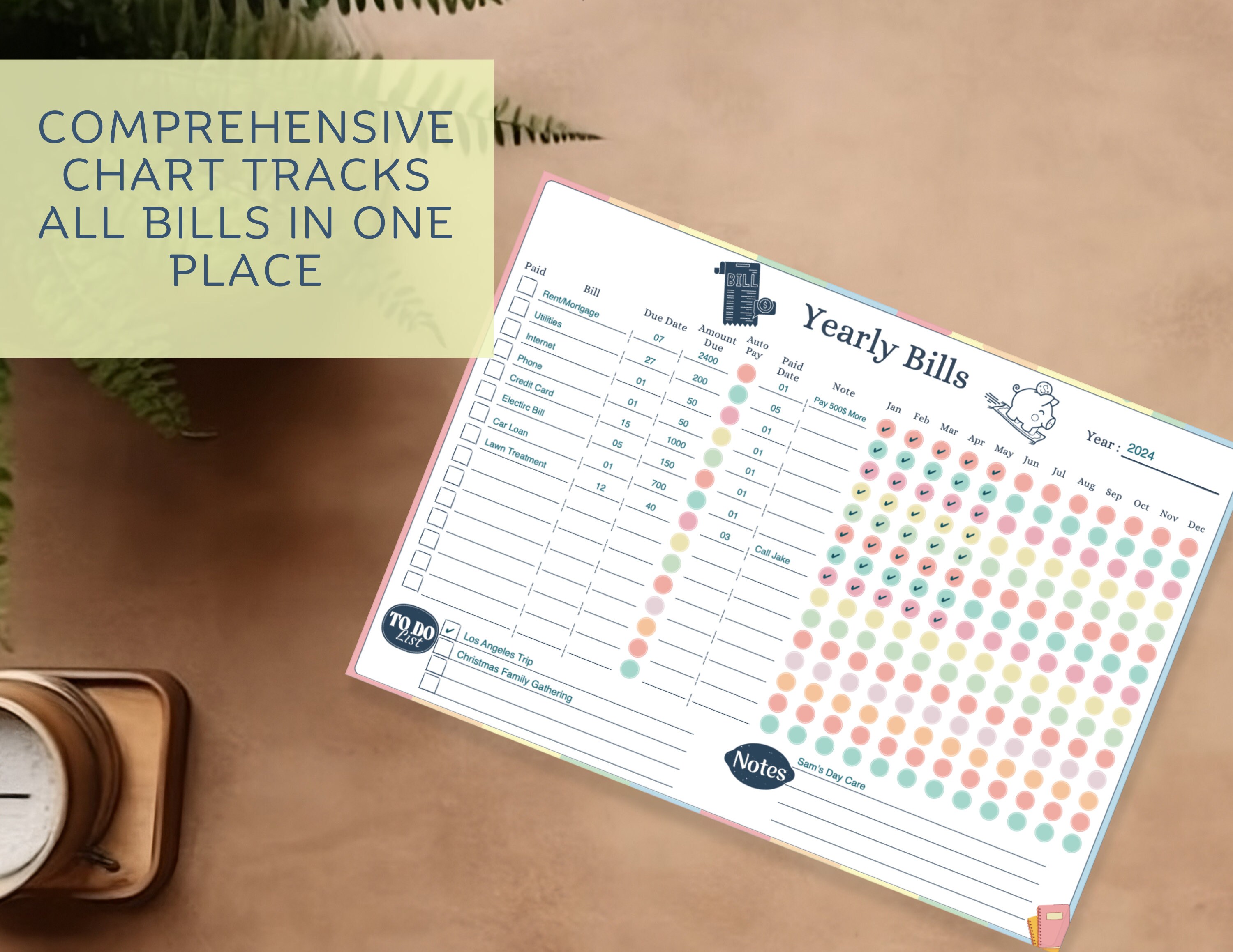 Yearly Bill Organizer Yearly Bill Payment Tracker Bill Pay Checklist ...