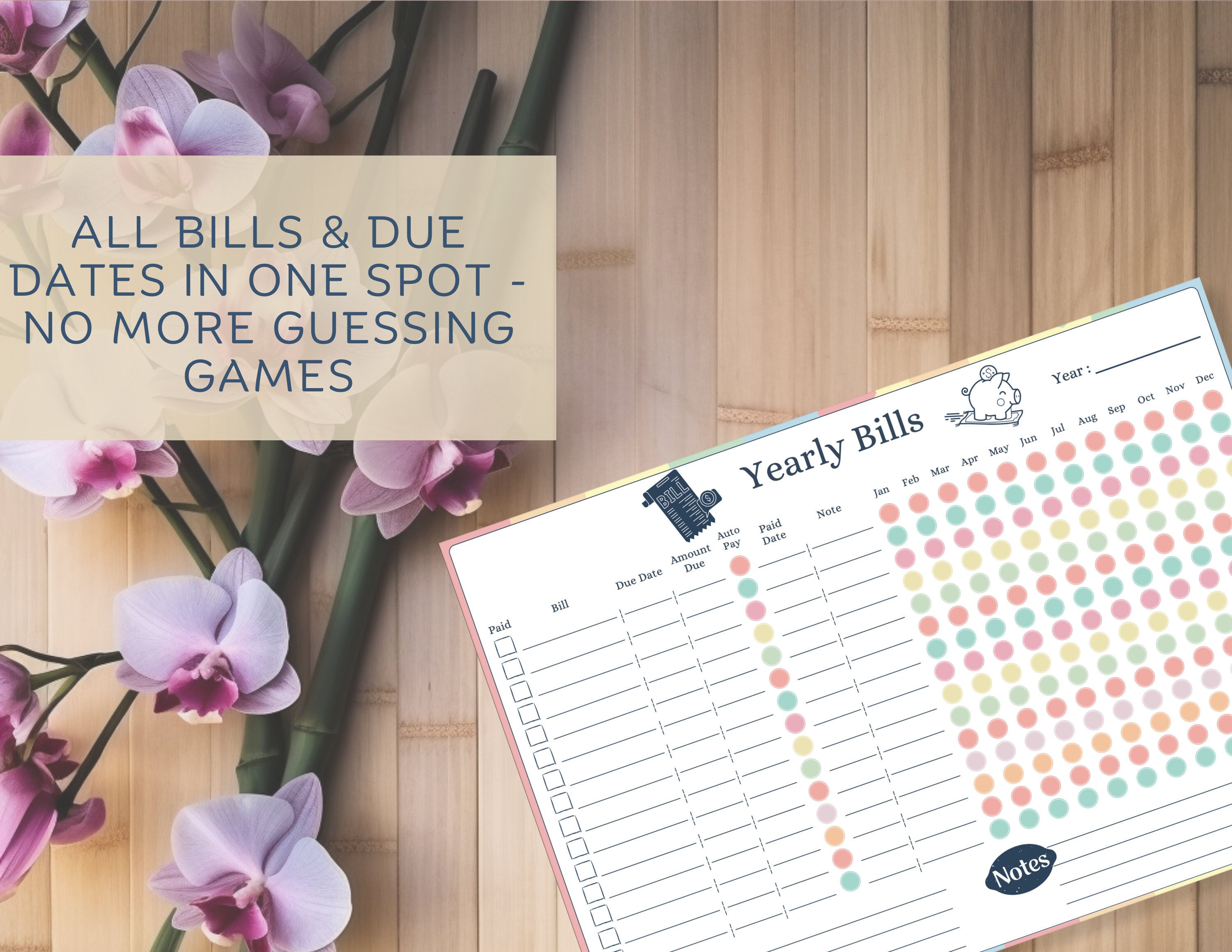 Yearly Bill Organizer Yearly Bill Payment Tracker Bill Pay Checklist ...