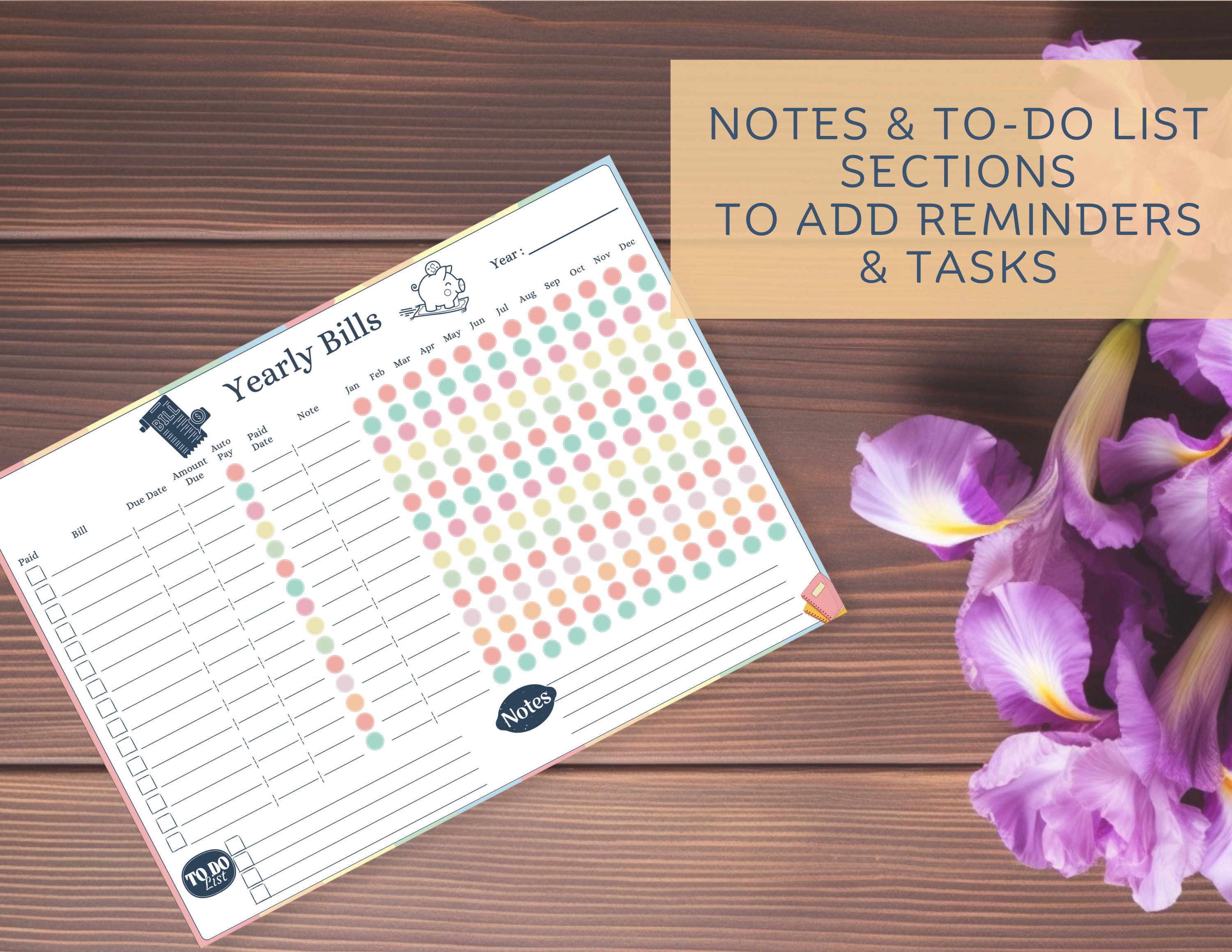 Yearly Bill Organizer Yearly Bill Payment Tracker Bill Pay Checklist ...