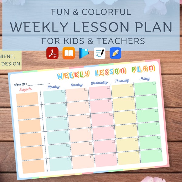 Weekly Lesson Planner | Editable Printable School Schedule | Study Goals Tracker | Homeschool Planner | Academic Scheduler |Student Planner