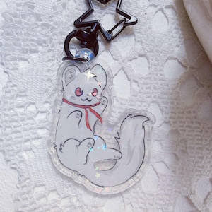Albino ferret keychain