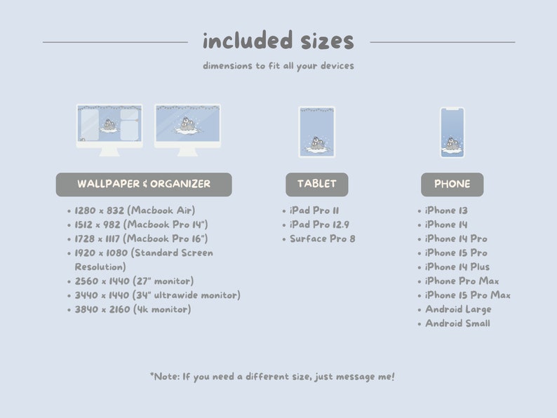 Winter Penguins Computer Desktop Organizer Set | Cute Aesthetic ...