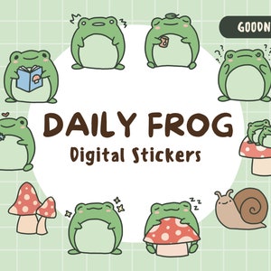 Cute Daily Froggy Digital Stickers | Precropped Goodnotes Sticker | Frog Emoji | Daily Kawaii Icons for Planner and Notes | Animal PNG