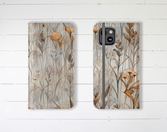 Wild Grasses Wallet Case with Credit Card Slots and Stand, iPhone Wallet Phone Case, Samsung Galaxy Wallet Case, Perfect for Gifting!