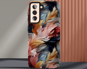 Tough Phone Case Colorful Feathers iPhone Phone Case Wireless Charging Samsung Galaxy Phone Case Google Pixel Case Impact Resistant